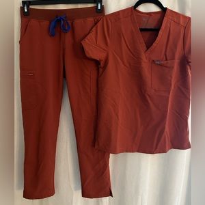 FIGS burnt orange size S/SP shirt and pants